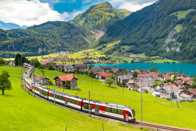 Train in Switzerland in spring
