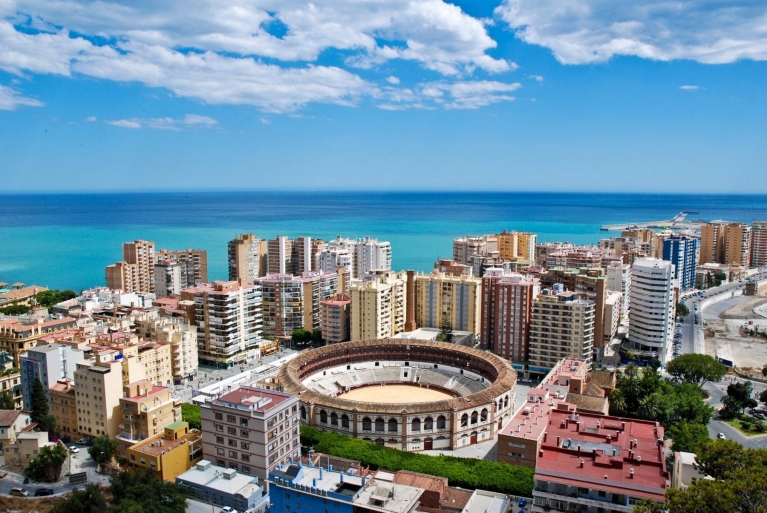 Panoramic view of Malaga, Spain