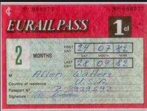 A Eurail Pass from 1982