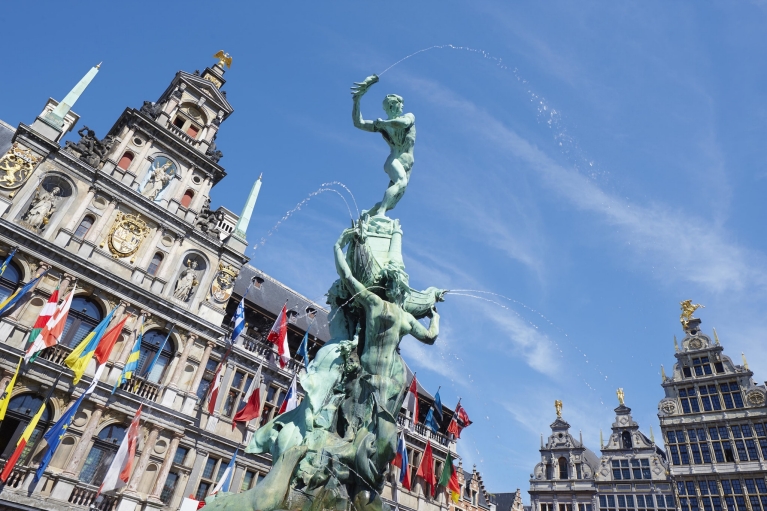 Brabo fountain on the Great Market Square, Antwerp