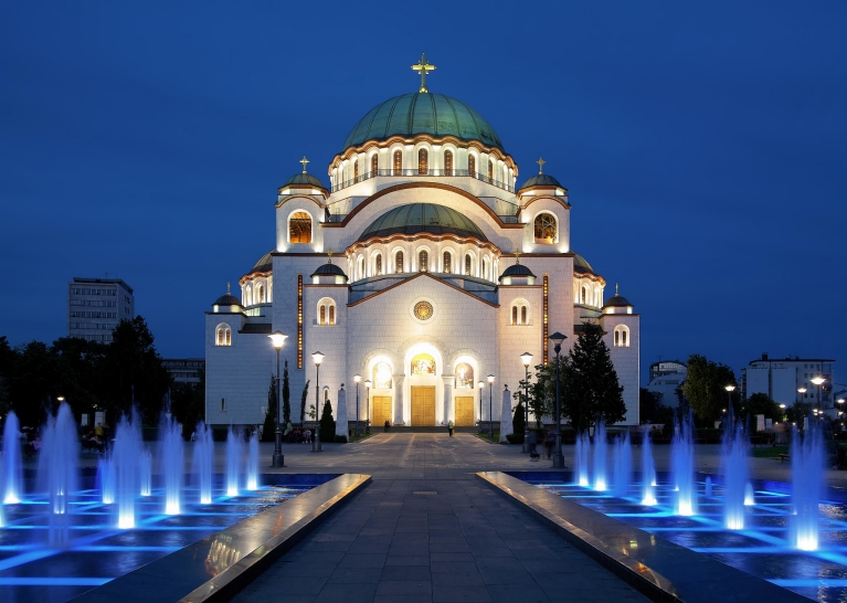 The Church of St. Sava by night
