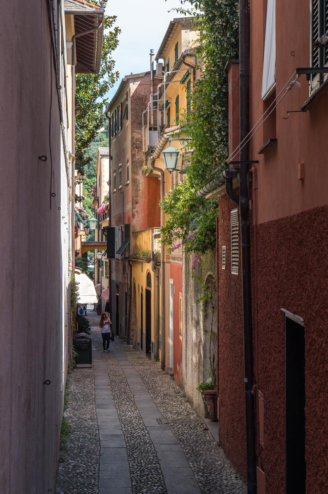 Girl walking the streets of Portofino Genova