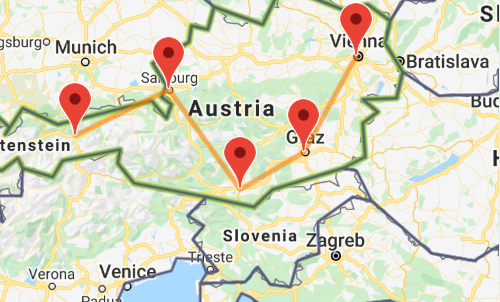 Austria itinerary map