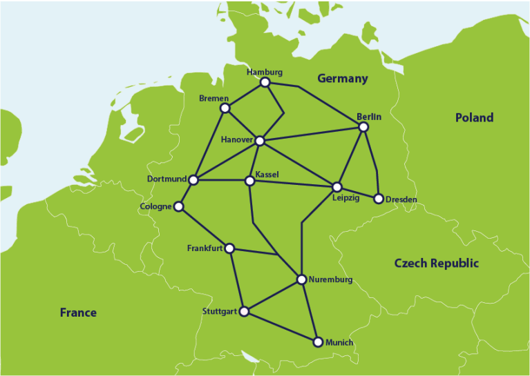 ドイツの主要路線図
