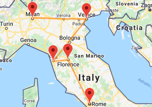 Italy 1 week map